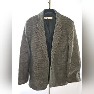 Zara Women's Checkered Blazer - Black and Brown